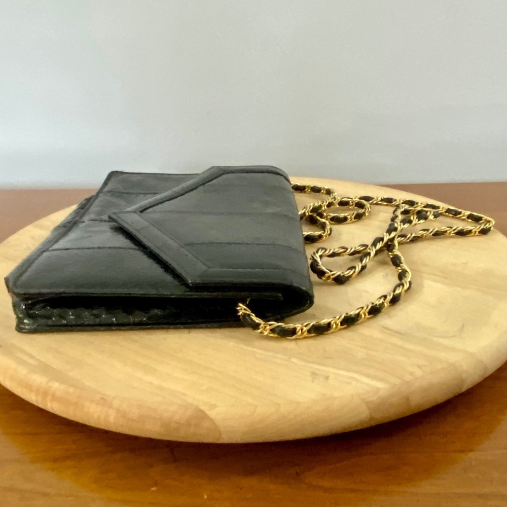 Vintage Saks Fifth Ave Snakeskin Leather Clutch Crossbody Shoulder Bag Vtg 80s - Picture 13 of 16